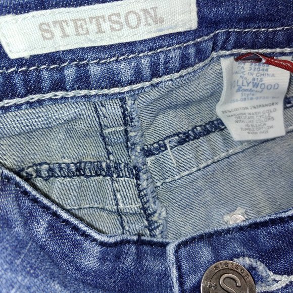 Stetson Hollywood Bootcut Jeans Embroidered Size 14 Short Blue - Picture 5 of 11
